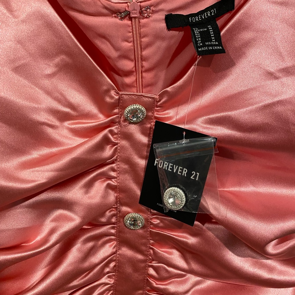 Pink Satin Ruched Mini Dress - Picture 2 of 3